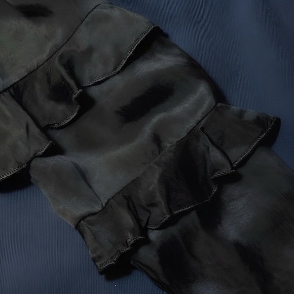 ZARA Navy Blue and Black Satin Contrast Layered Sweater Sweatshirt Blouse Small - Picture 8 of 16